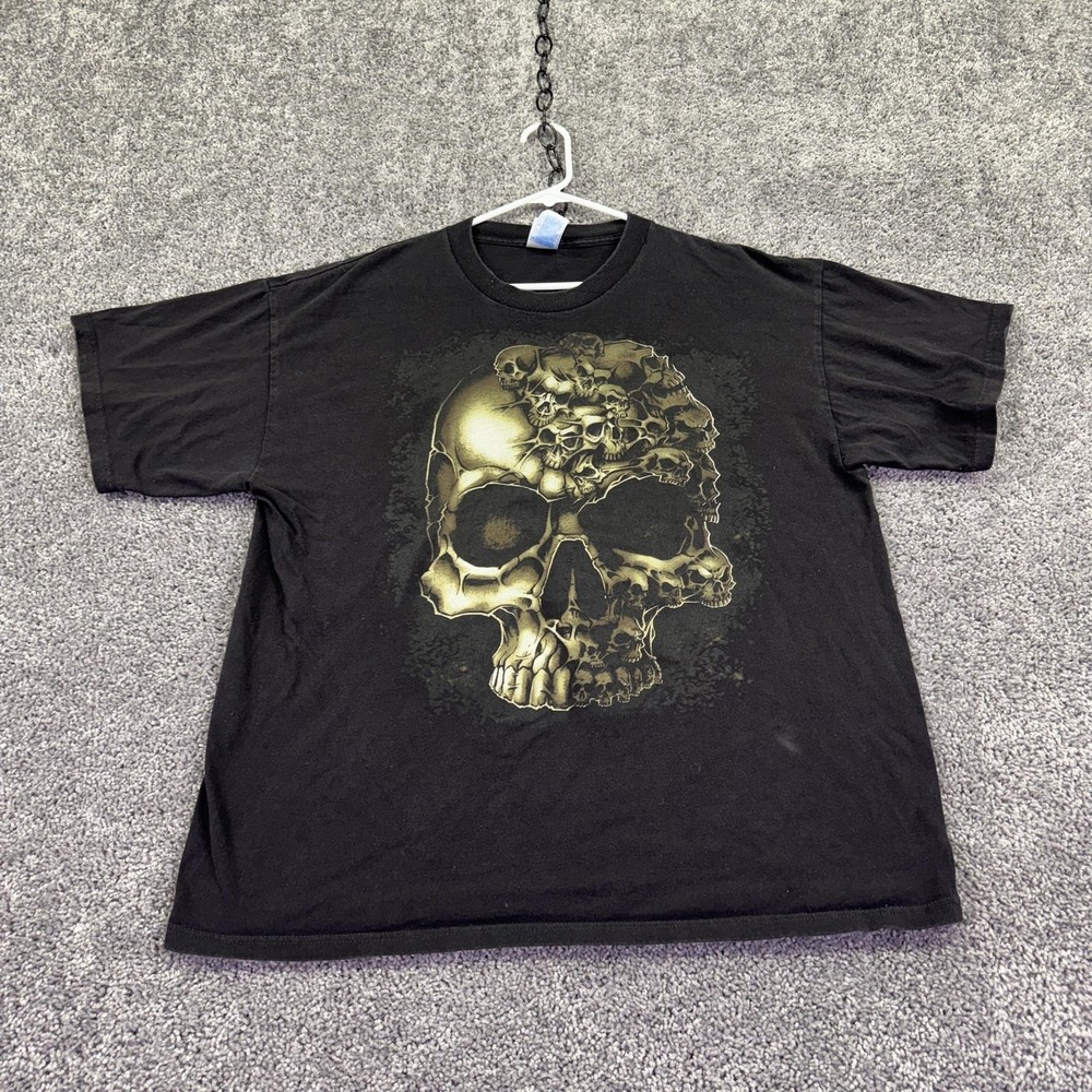 Tennessee River Shirt Mens XL Black Short Sleeve Skull Graphic Tee Gothic Horror